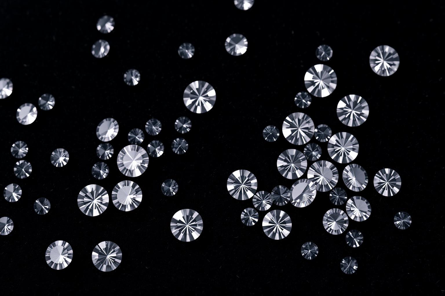 Round natural black melee diamonds